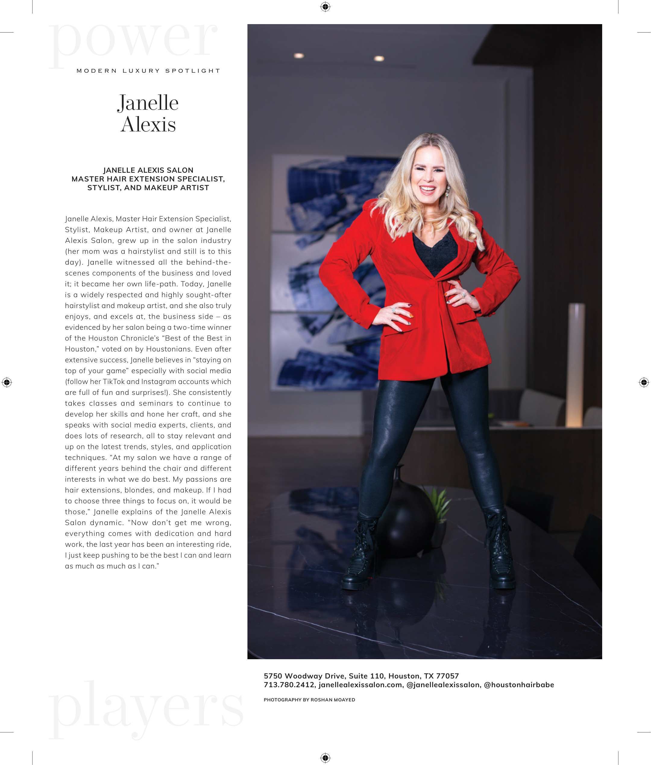 Janelle Alexis in Modern Luxury Power Players